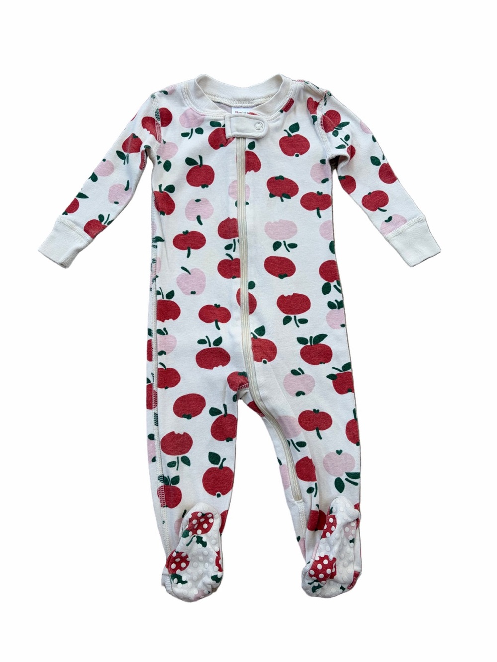 Hanna Andersson Size 70, 6-12 Months Apple Print Zip Footie Sleeper Pajamas